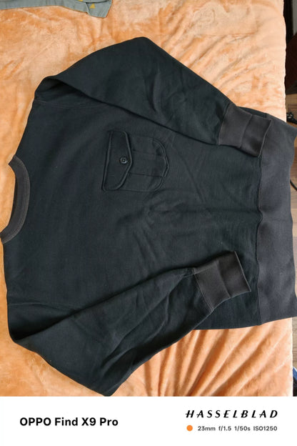 Black Set-In Fleece Pullover Sweatshirt