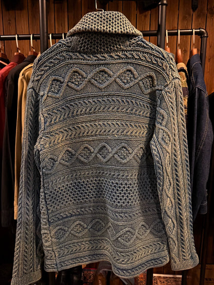 RRL Blue Dyed Knit Sweater Coat