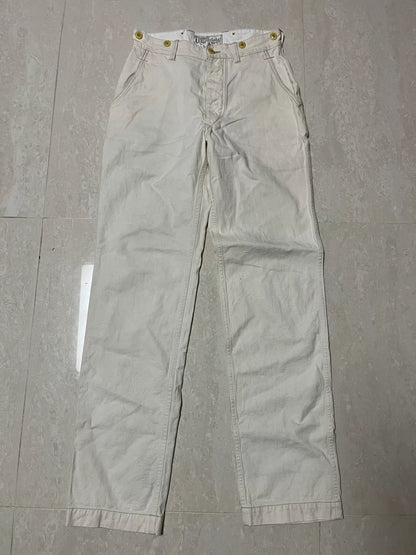 Freewheelers White Mid-rise Straight Leg Pants
