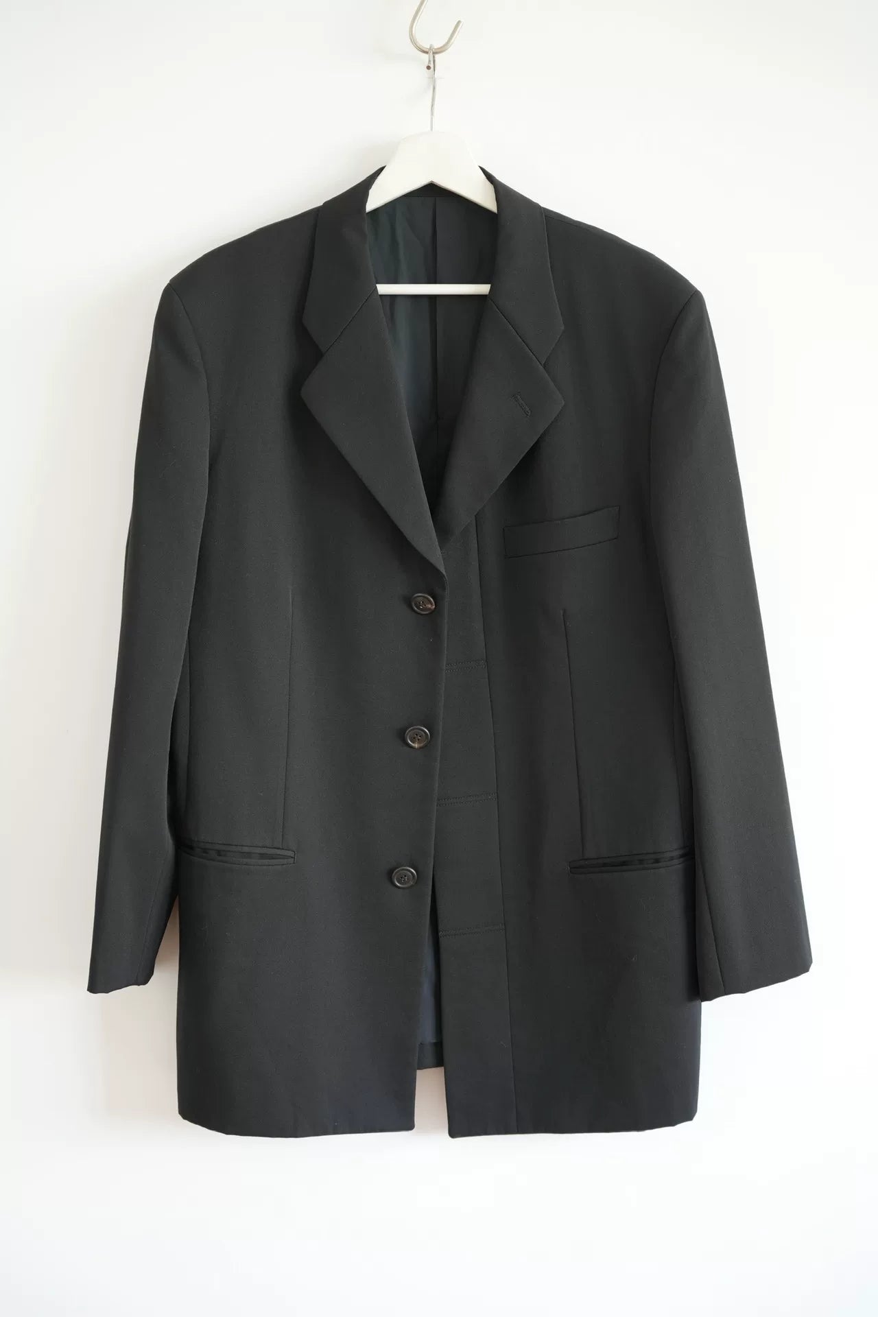 issey miyake men black wool suit jacket