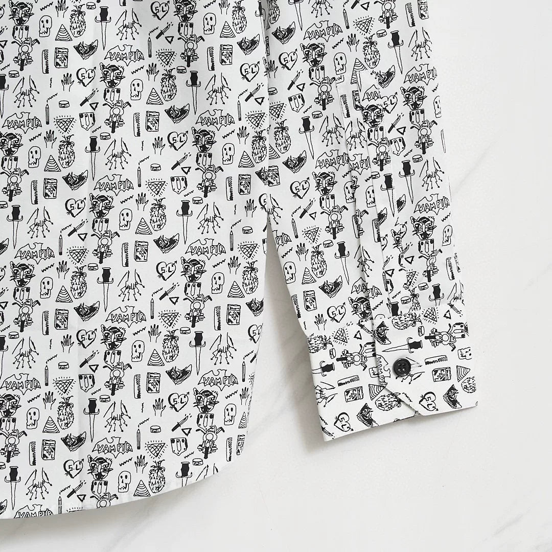 Saint Laurent Men's White Printed Shirt