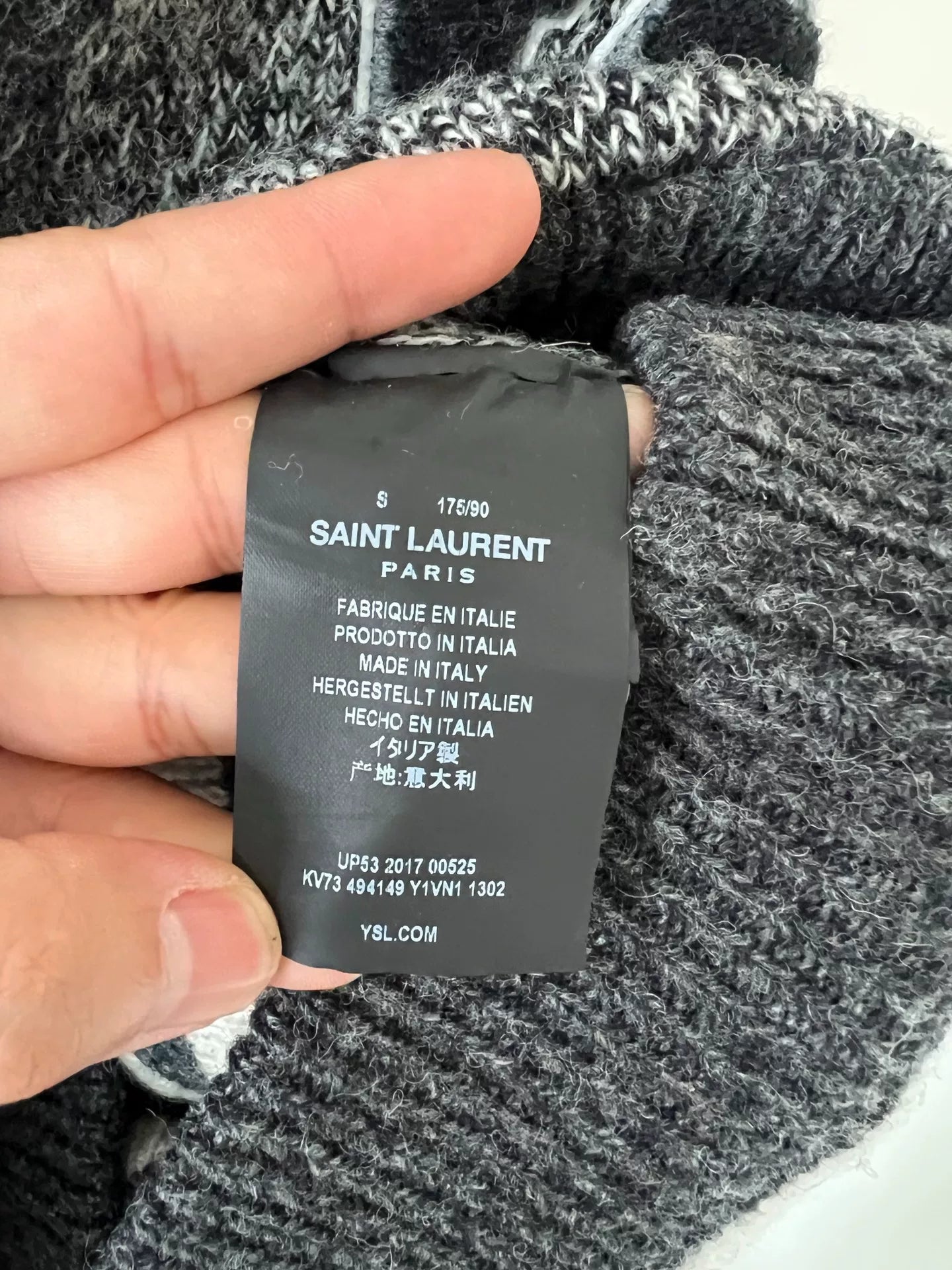 Saint Laurent Gray Cardigan with Y Patch