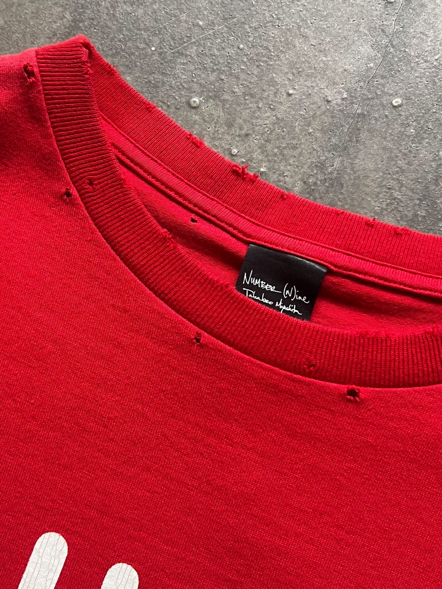 red graphic slogan t-shirt