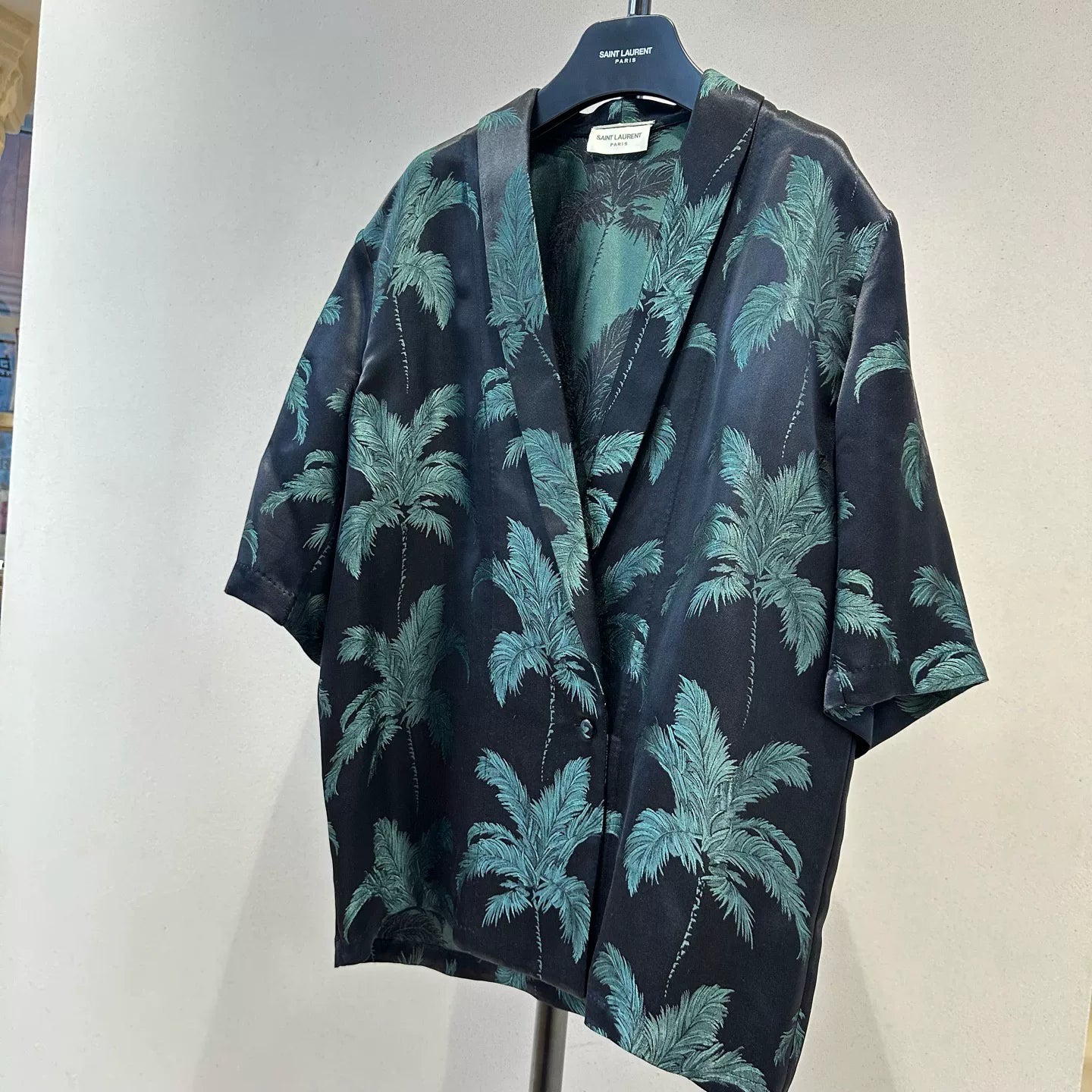 YSL Saint Laurent SS21 Palm Satin Shirt