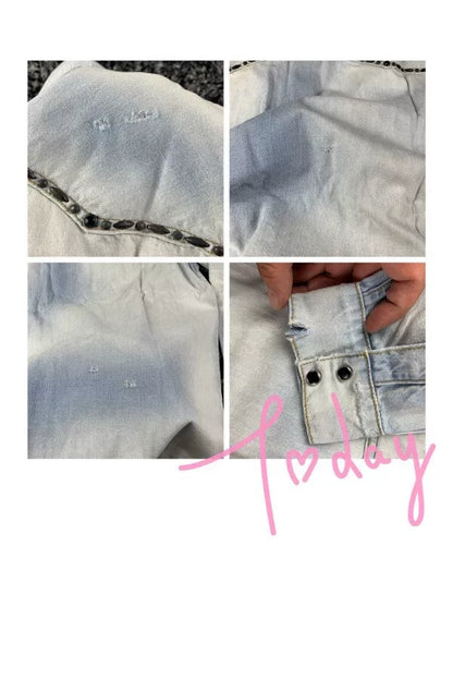 Amiri Distressed Denim Shirt Size S