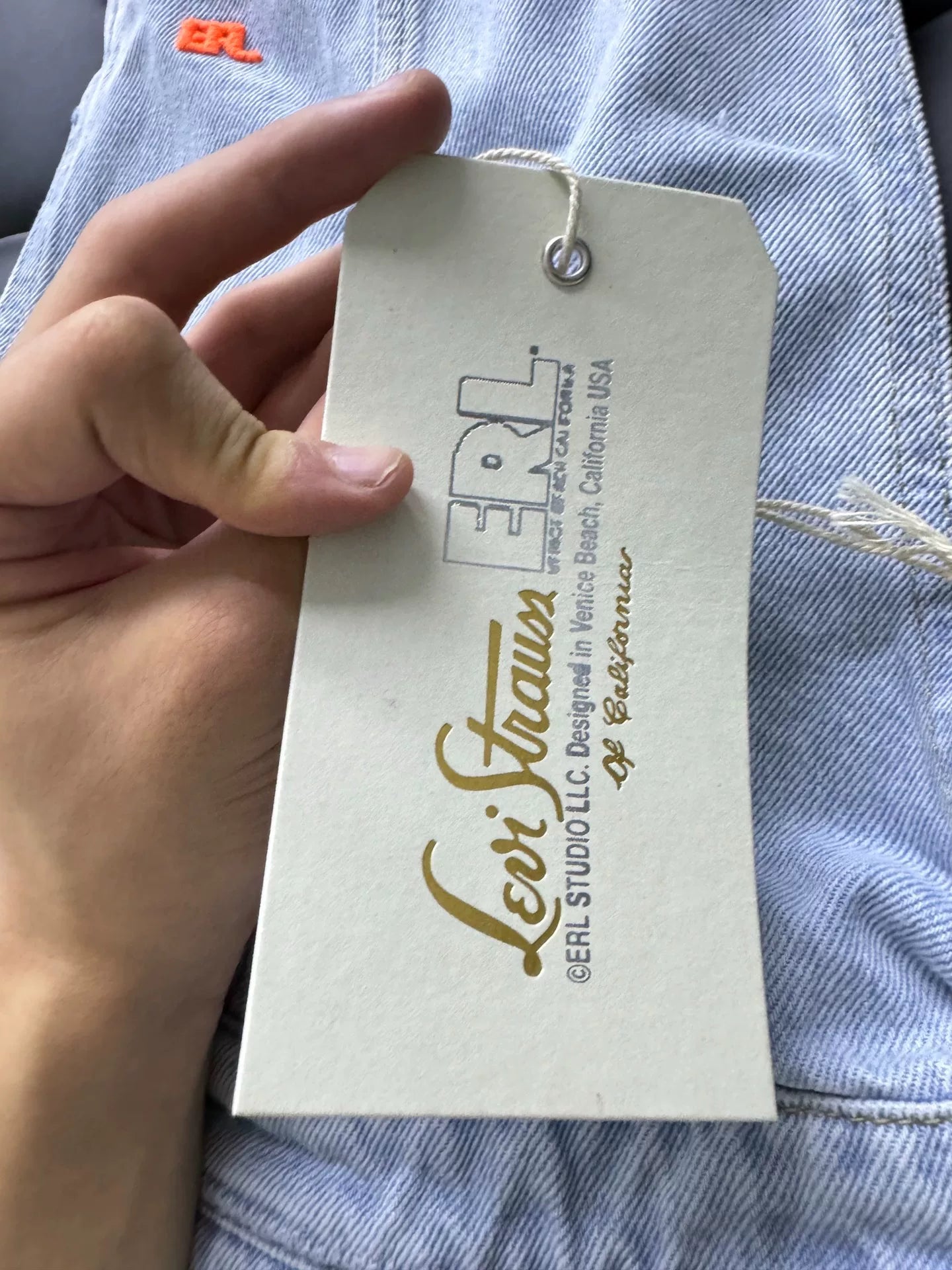 ERL Denim Overalls with Distressed Detail