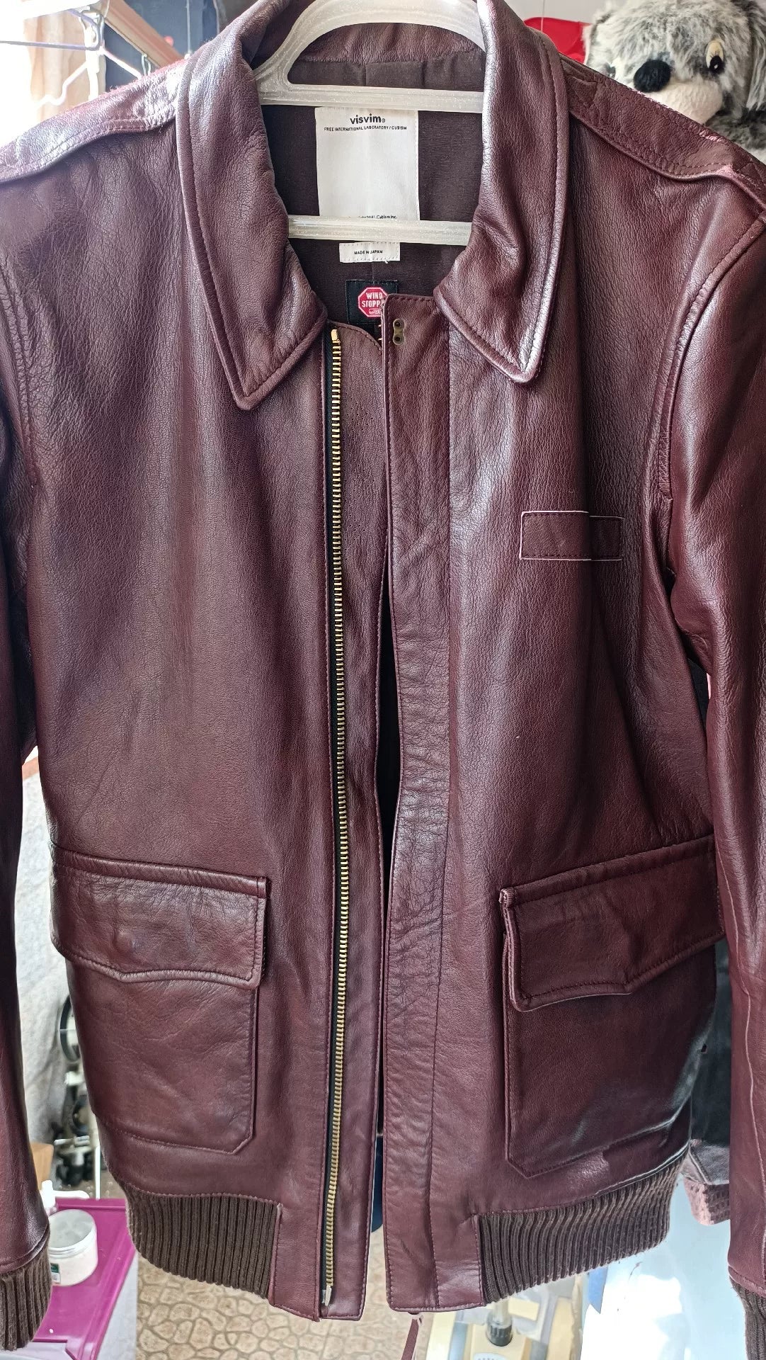 VISVIM Burgundy A2 Pilot Leather Jacket M