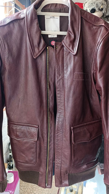 VISVIM Burgundy A2 Pilot Leather Jacket M