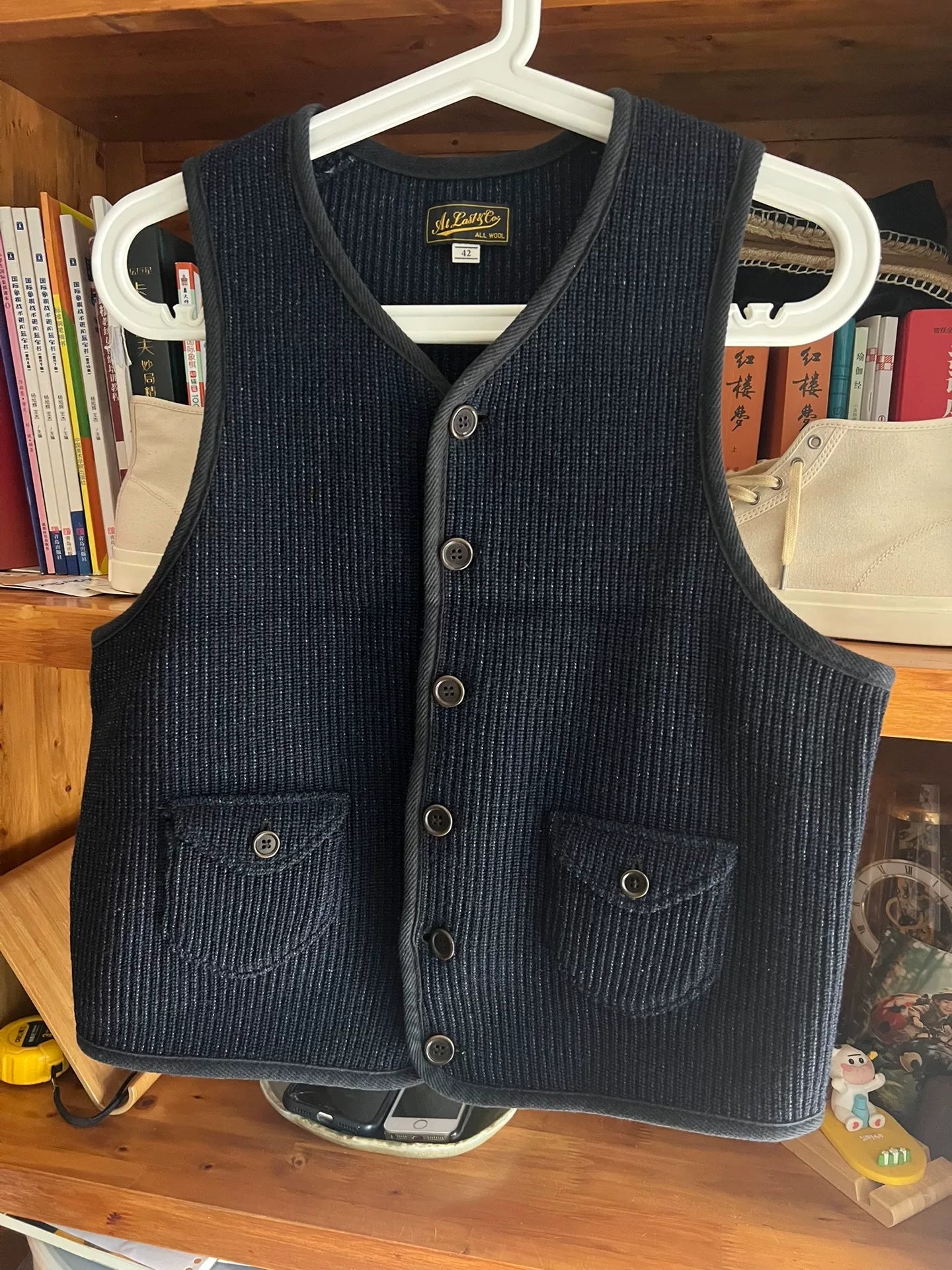 stylish blue wool vest for layering