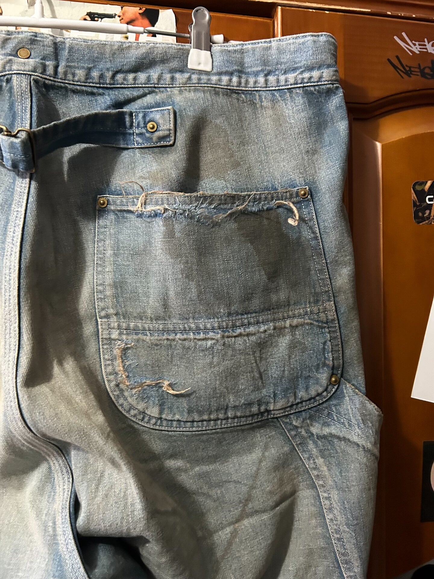 ANACHRONORM Distressed Denim Painter Pants