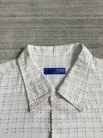 vintage black and white check long sleeve shirt