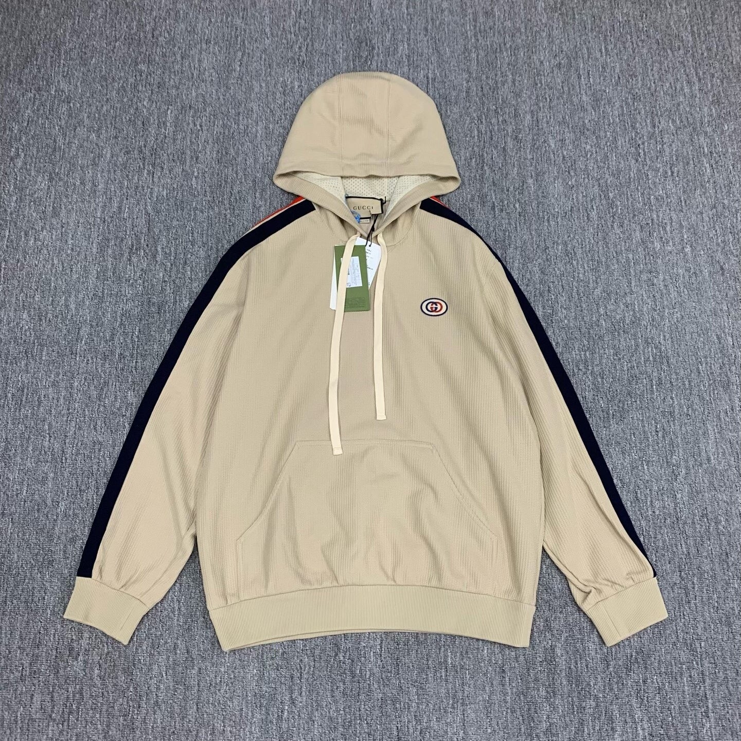 gucci khaki knit hoodie sweatshirt medium size