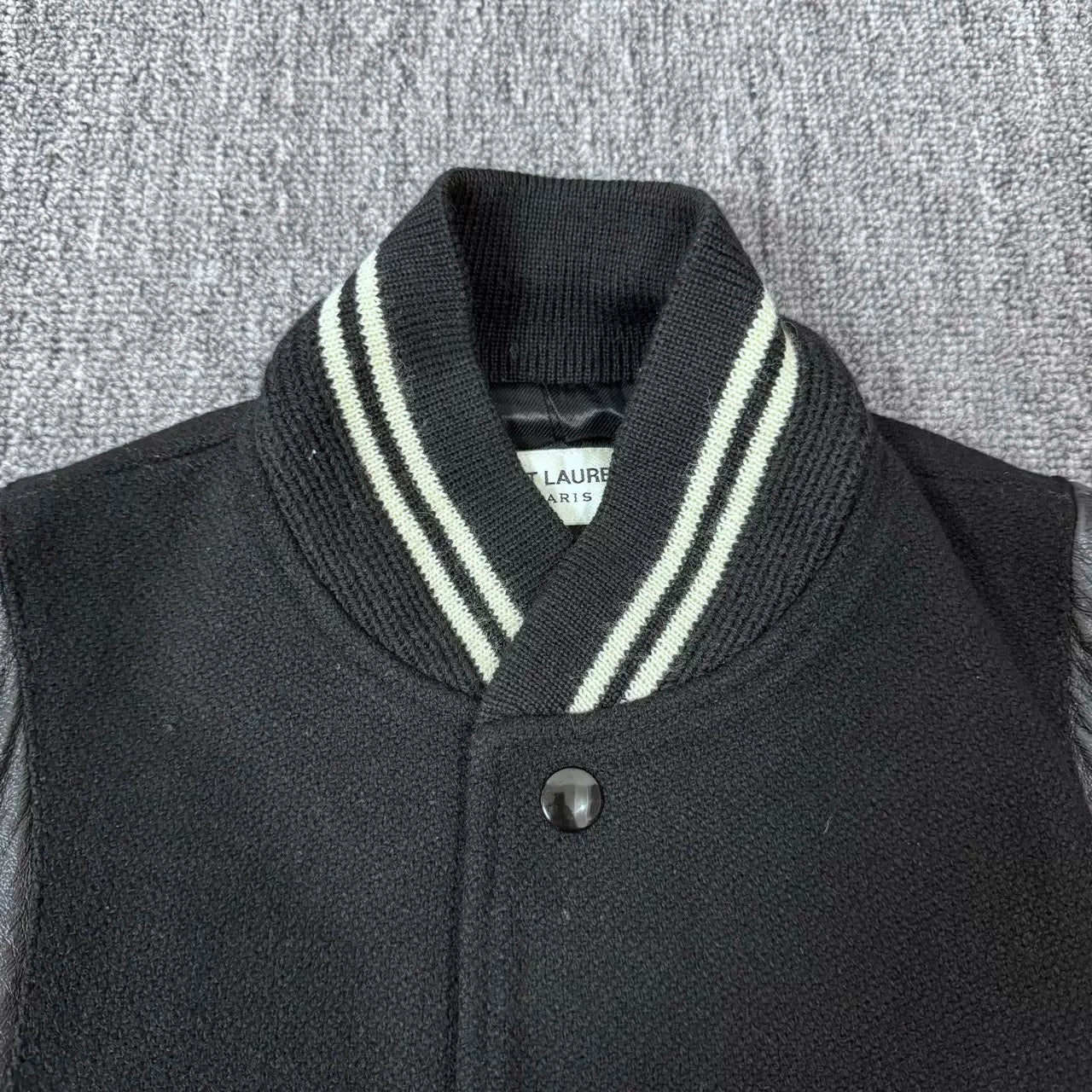 Saint Laurent Varsity Jacket with Leather Sleeves