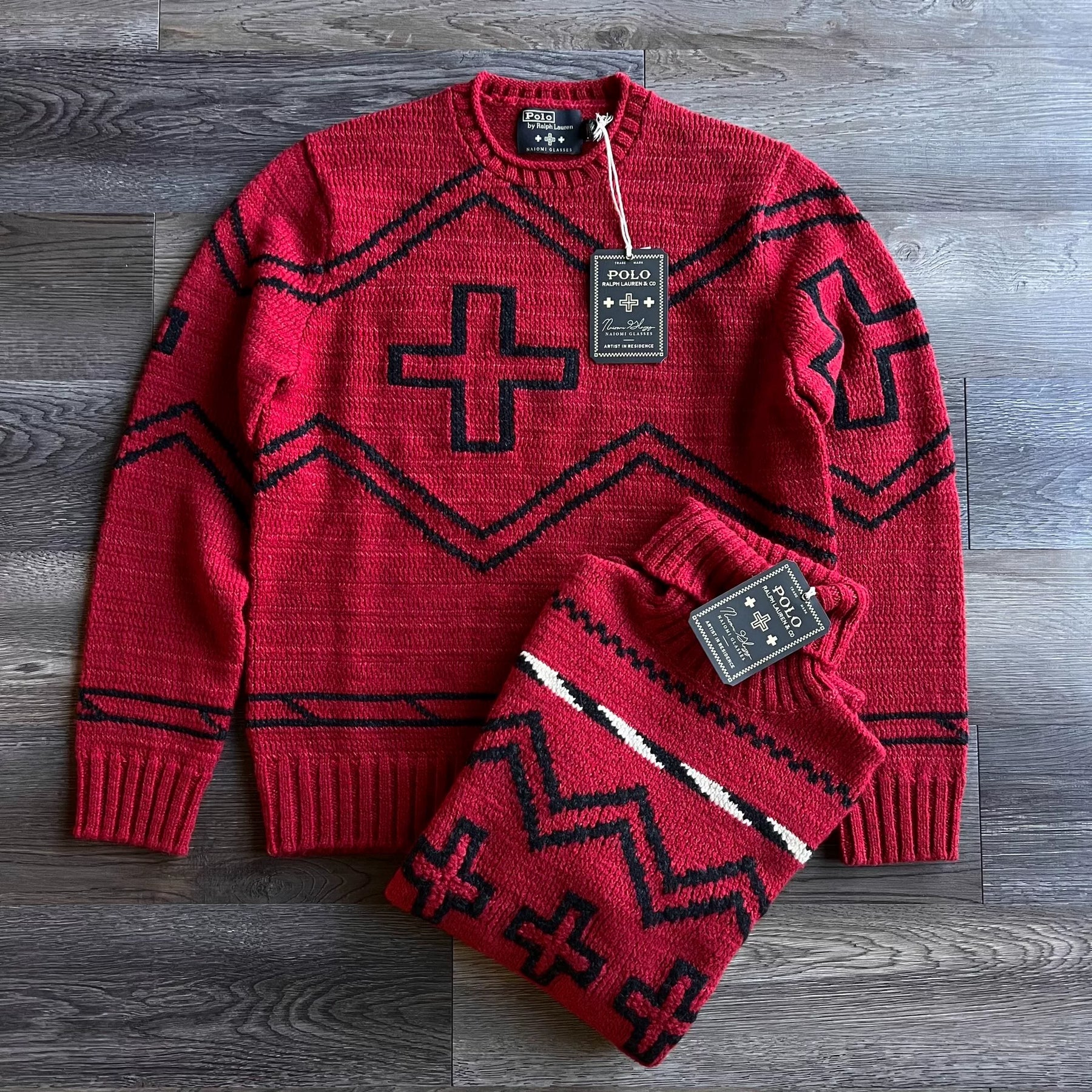 PRL x Naiomi Navajo Cross Red Sweater