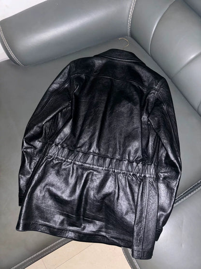 saint laurent black leather utility jacket