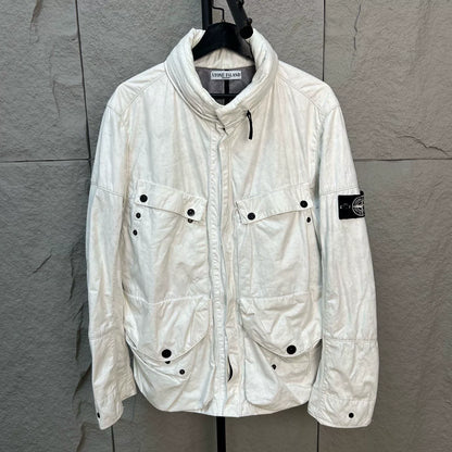 stone island white label jacket for outdoor use