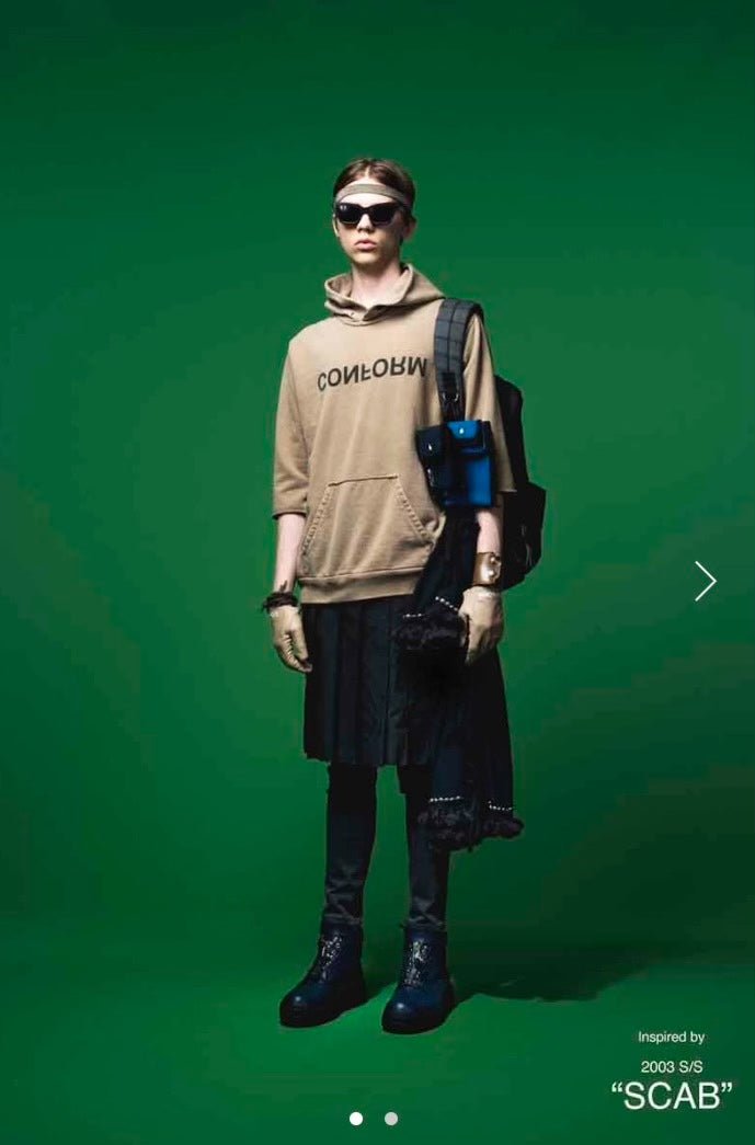 Undercover 16SS Scab Giz 3/4 Sleeve Hoodie