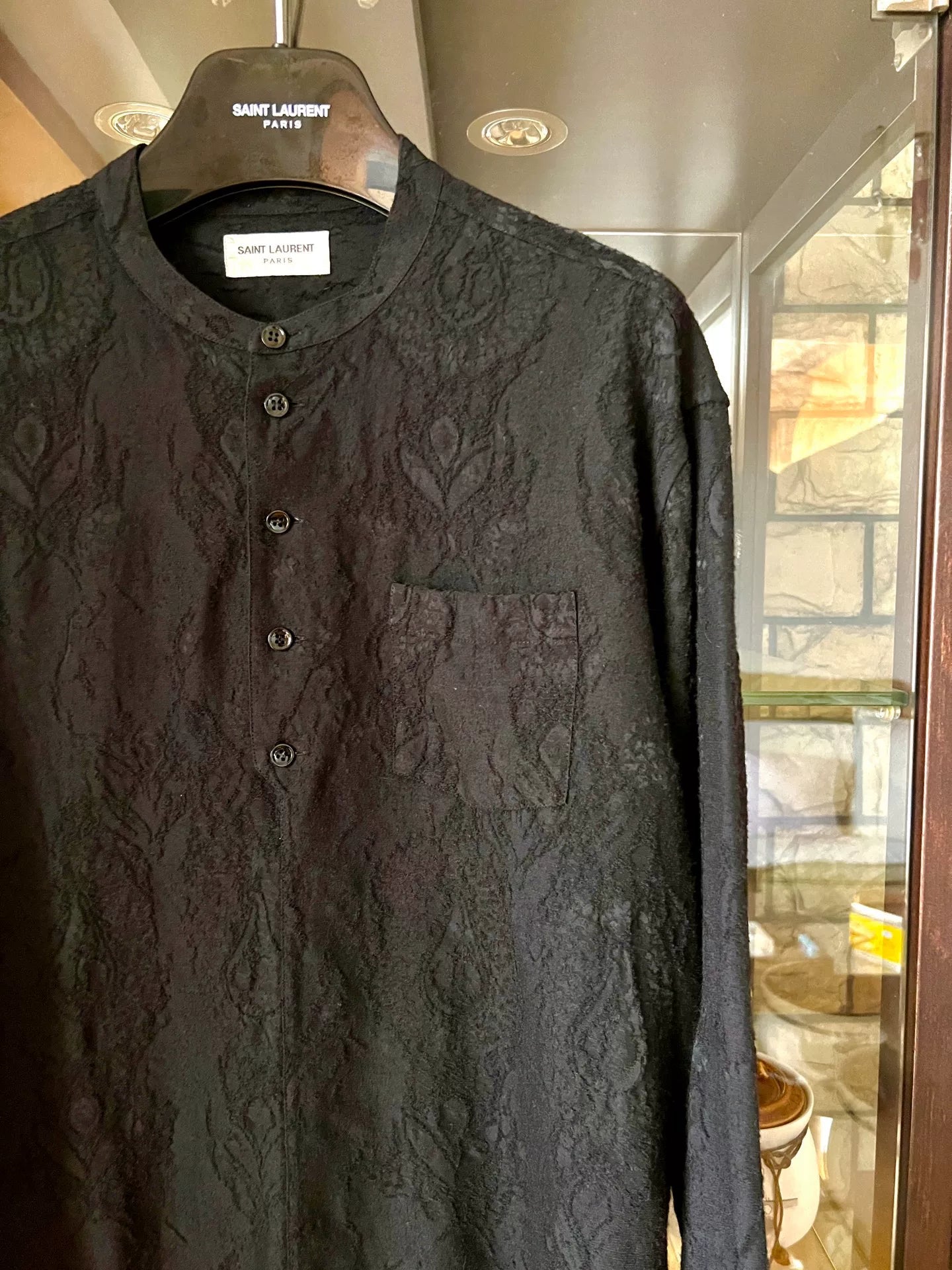 saint laurent henley wool silk shirt