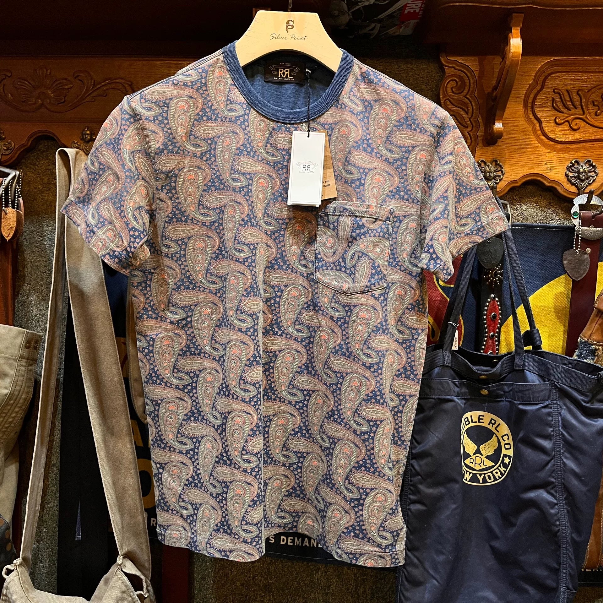 RRL Blue Dye Cotton Short Sleeve Tee