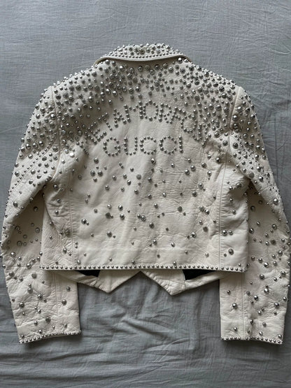 Luxury Studded Leather Jacket by Gucci