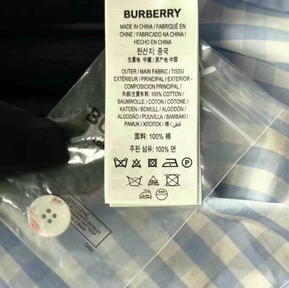 burberry blue and white check short sleeve shirt