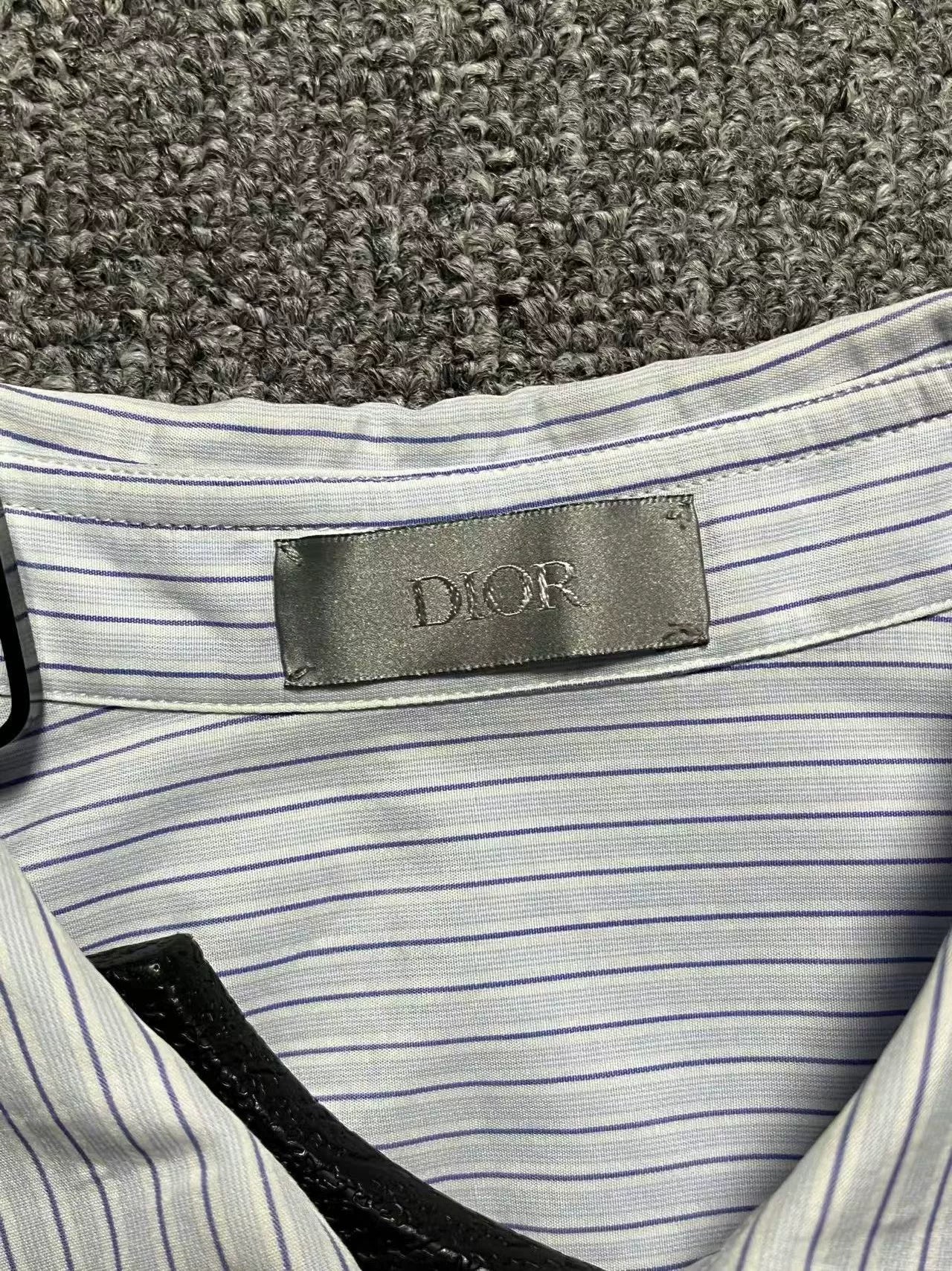 Dior Striped Embroidered Logo Shirt Men