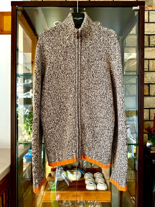 hermes gray orange cashmere high-neck sweater