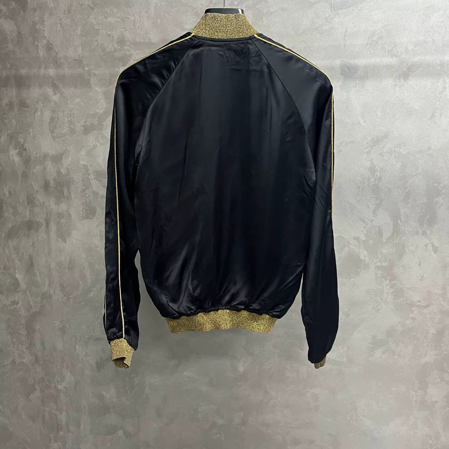 Saint Laurent Black Gold Trim Bomber Jacket
