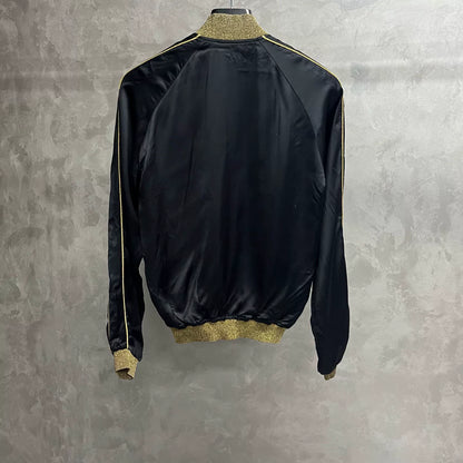 Saint Laurent Black Gold Trim Bomber Jacket