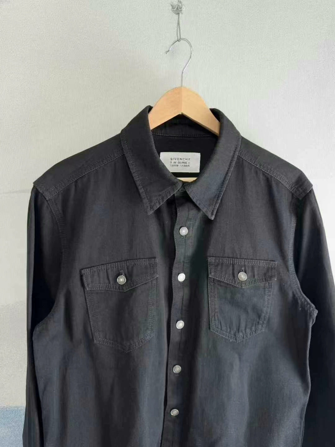 givenchy black rainbow embroidery denim shirt