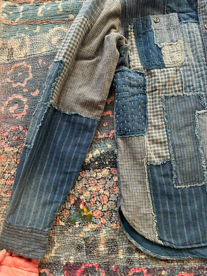 rrl blue dye patchwork shirt S size
