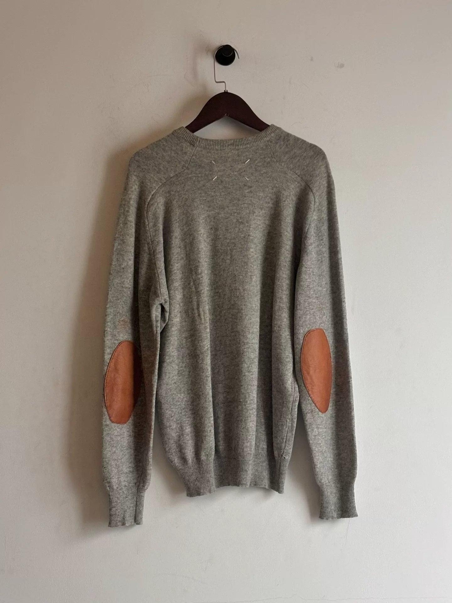 maison margiela elbow patch knit sweater