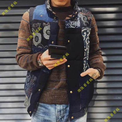 visvim insulator down vest kofu indigo pattern