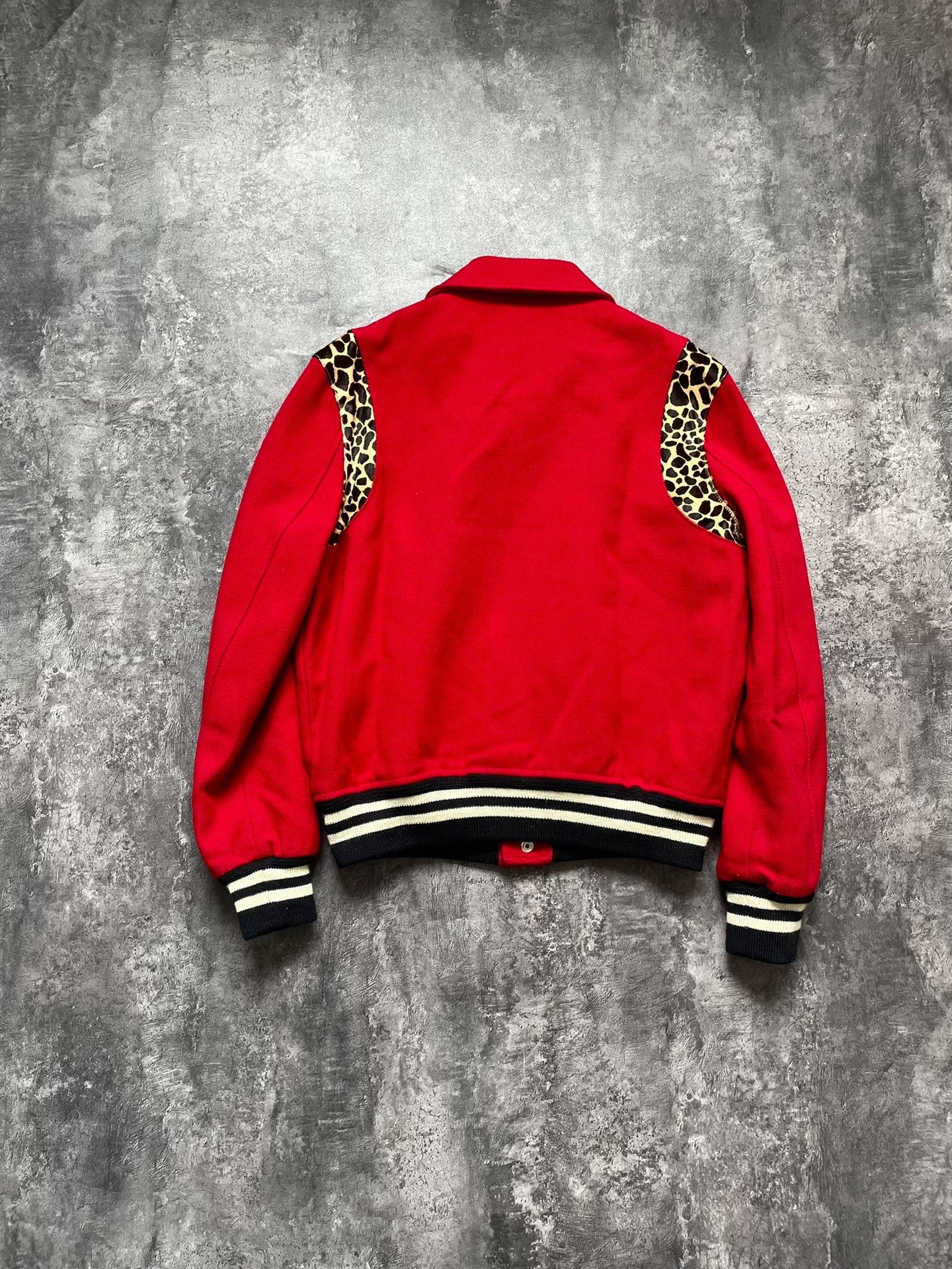 Saint Laurent Red Leopard Varsity Jacket