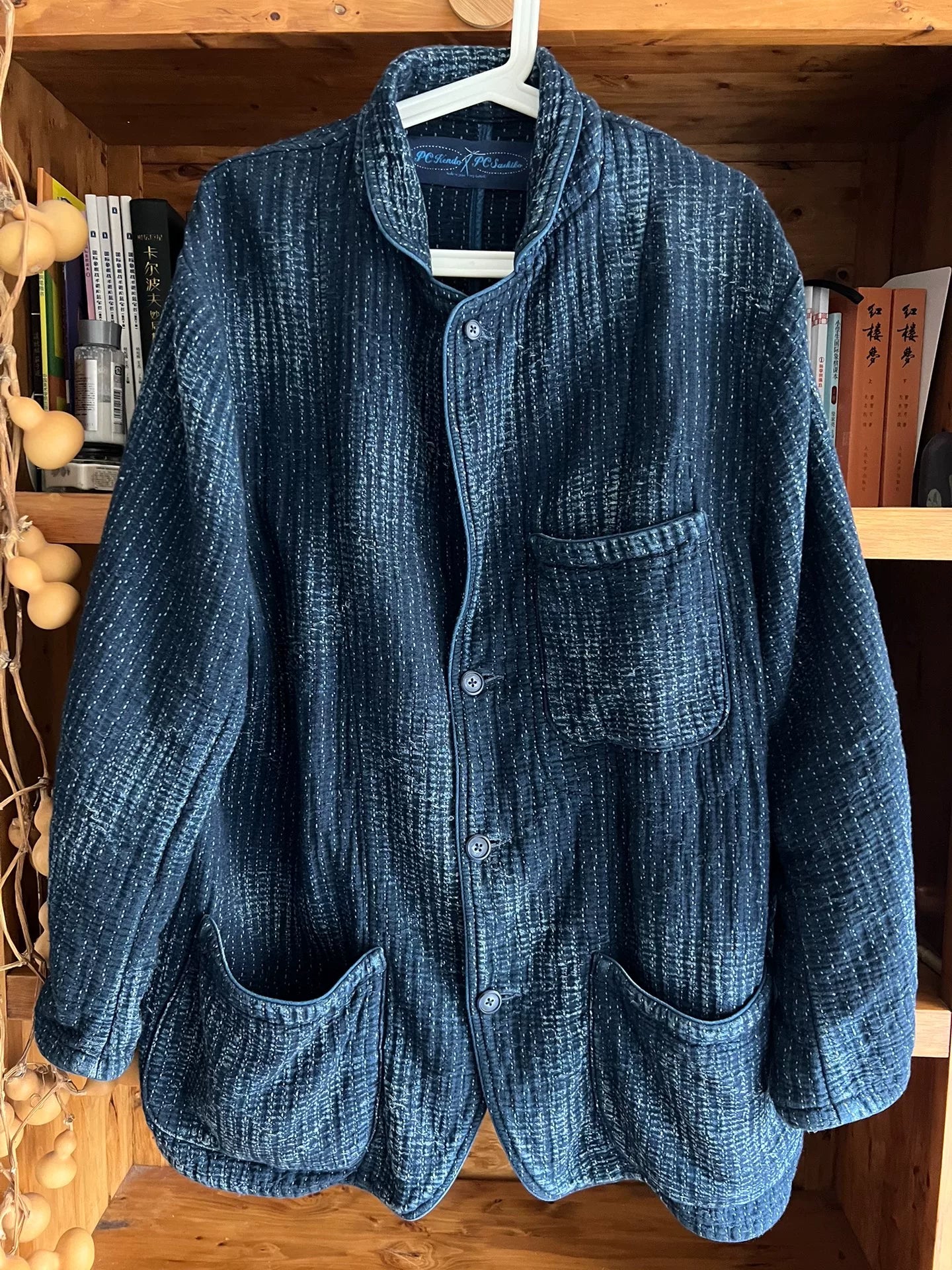 unique indigo dyed textured blazer jacket