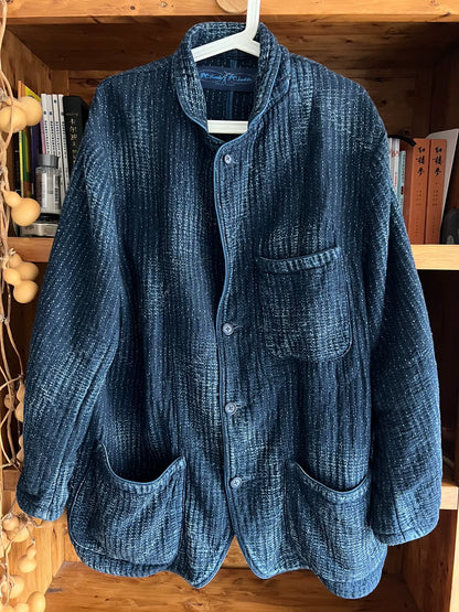 unique indigo dyed textured blazer jacket