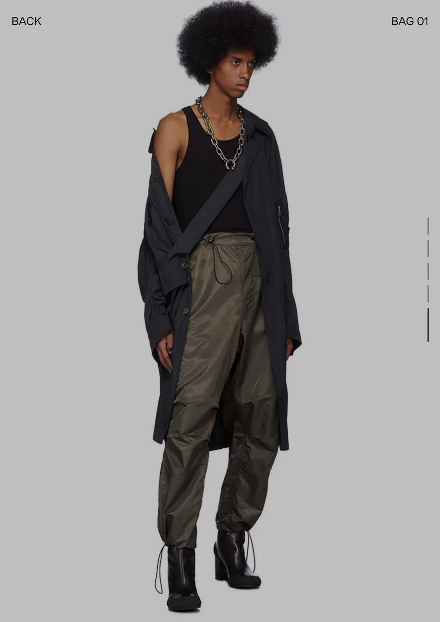 drawstring tactical cargo pants in army green