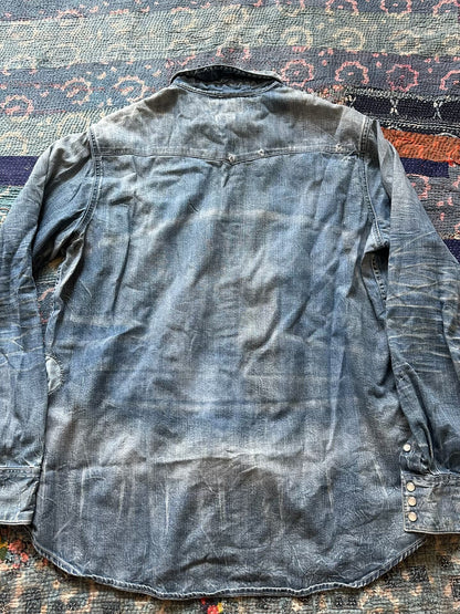 vintage rrl western style patched shirt