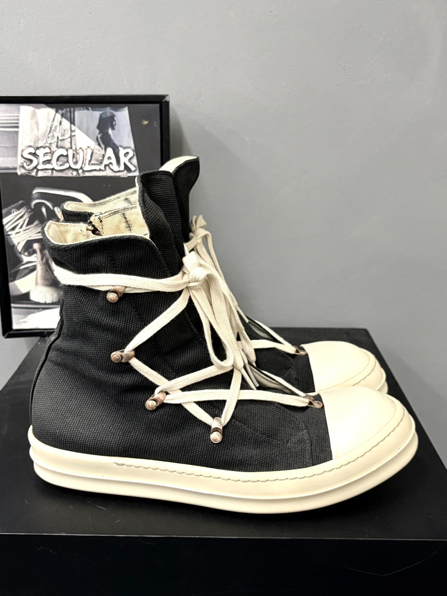 Rick Owens High-Top Canvas Star Sneakers