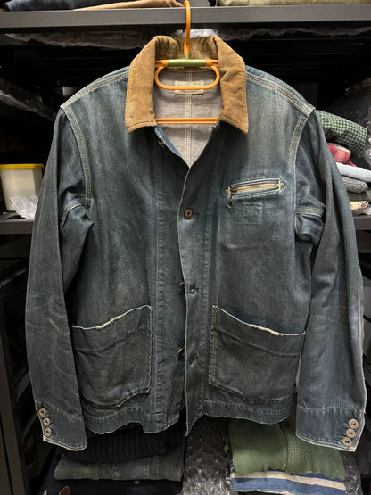 RRL Vintage Style Denim Jacket with Brown Collar