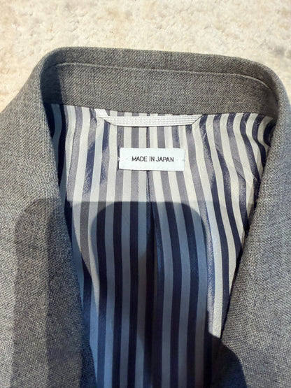 thom browne classic gray blazer with frayed edges