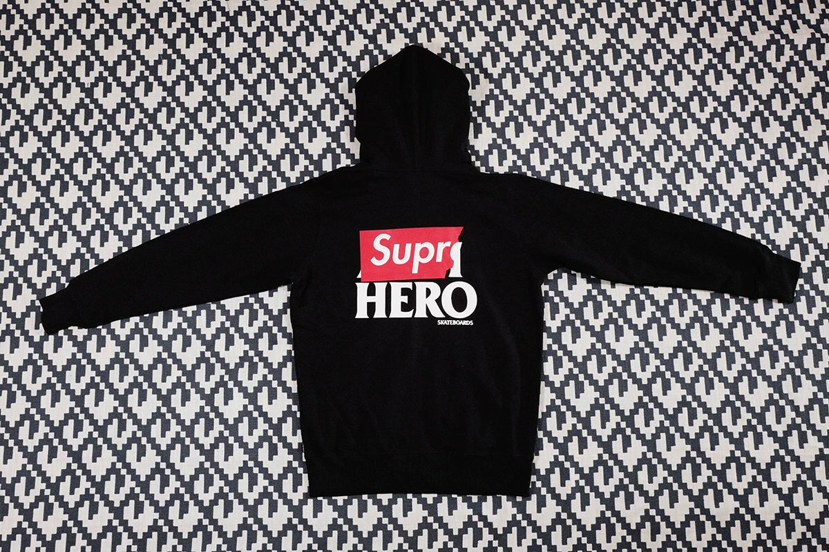 supreme x anti hero zip up hooded sweatshirt