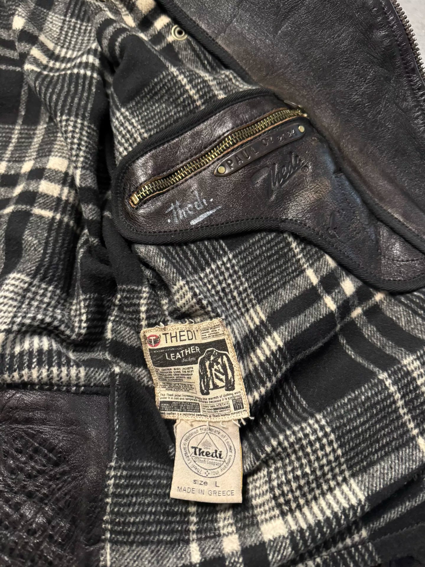 vintage brown leather biker jacket for winter