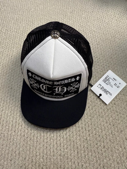 Chrome Hearts Black White Sanskrit Baseball Cap