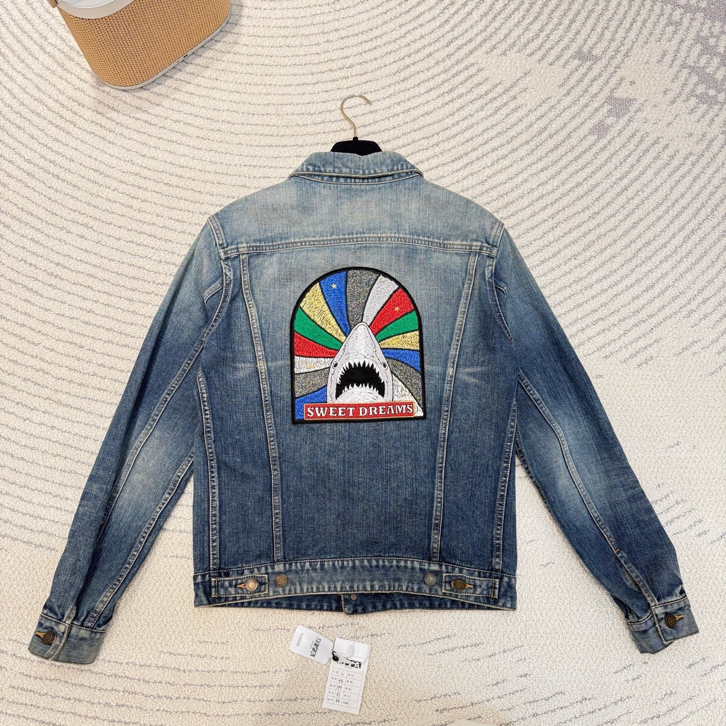 Saint Laurent Blue Shark Embroidery Denim Jacket