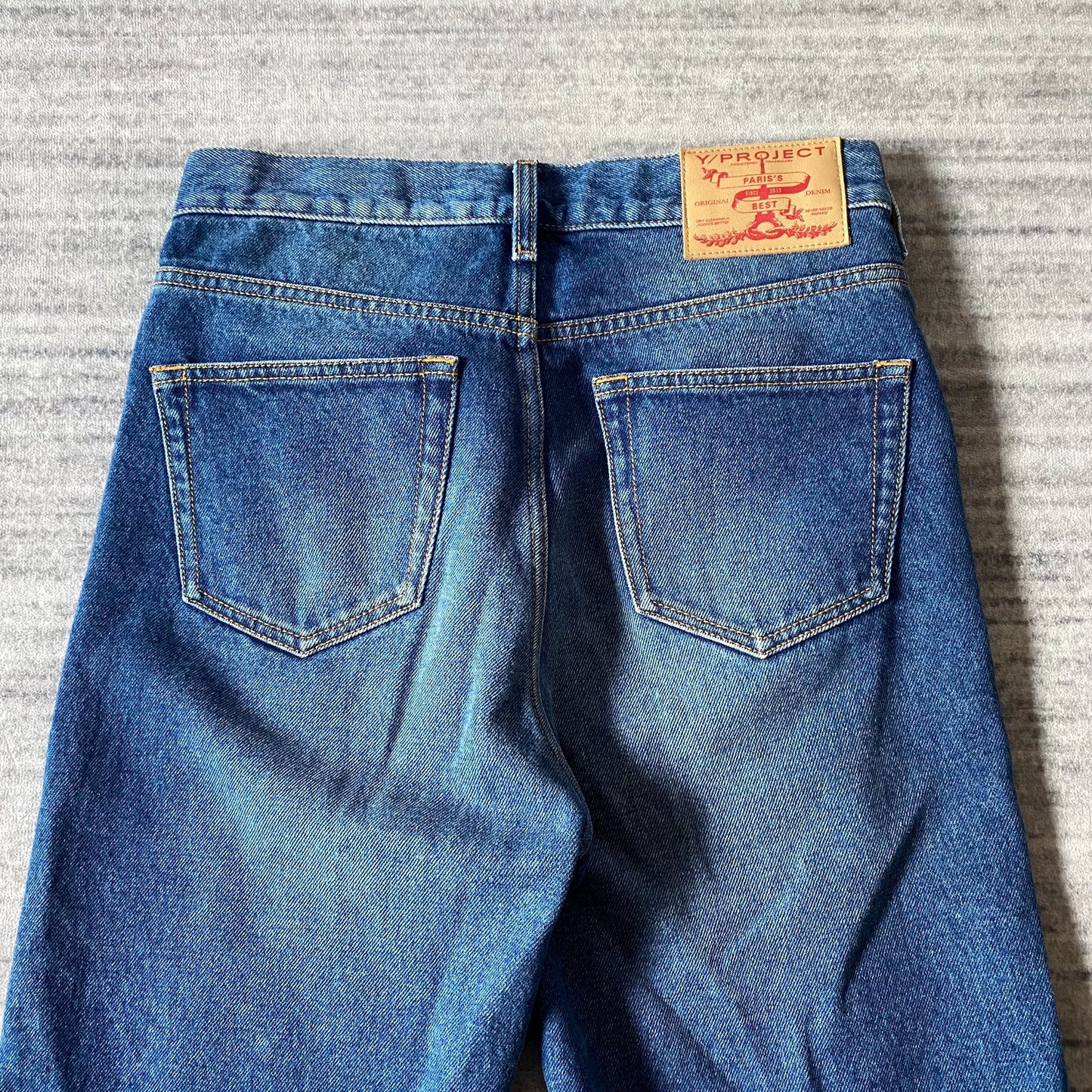 layered 3D twisted denim long pants