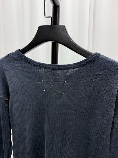Maison Margiela Blue Henley Long Sleeve Shirt
