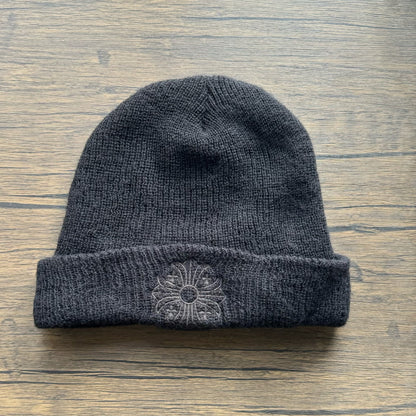 chrome hearts black embroidered knit beanie