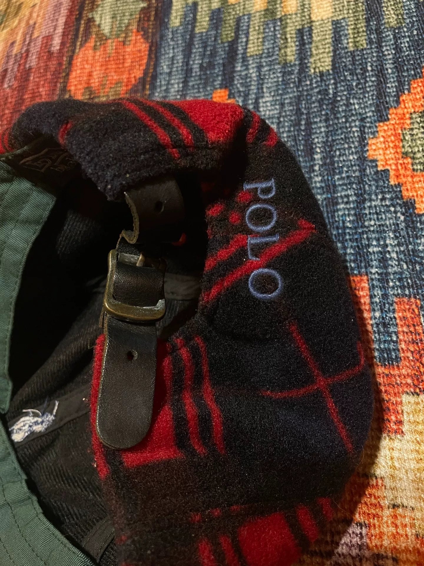 Polo Ralph Lauren Plaid Wool Leather Brim Cap