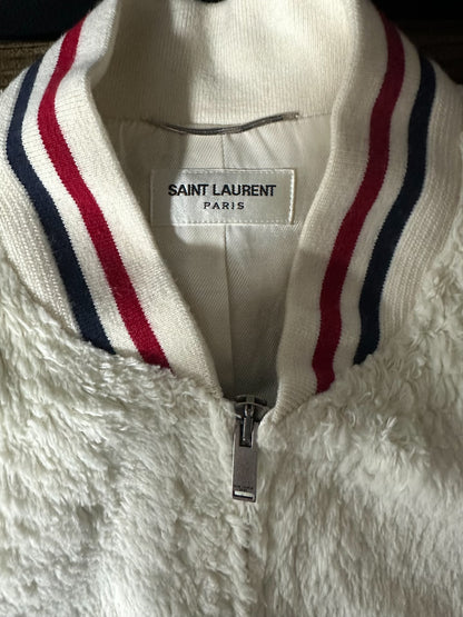 Saint Laurent Teddy Fleece Varsity Jacket